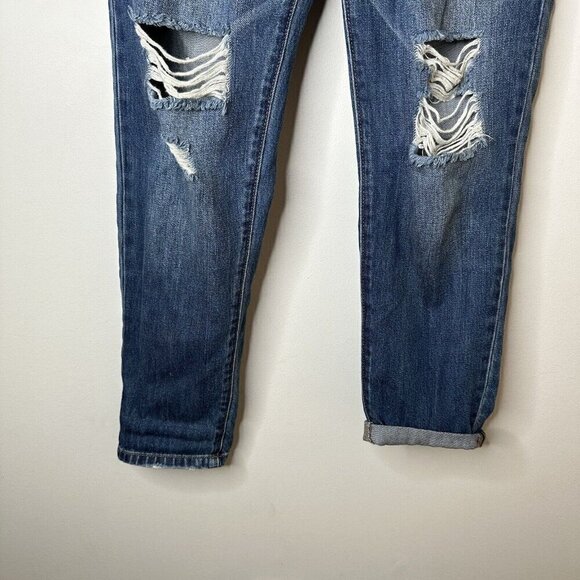 Risen Los Angeles Womens Jeans Elastic Waist 80s Y2K Distressed Denim Blue Sz 27 - Picture 4 of 12